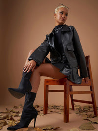 SASSAFRAS PU Pleated Tiered Flared Mini Skirt