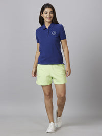 Being Human Women Blue Polo Collar Slim Fit T-shirt