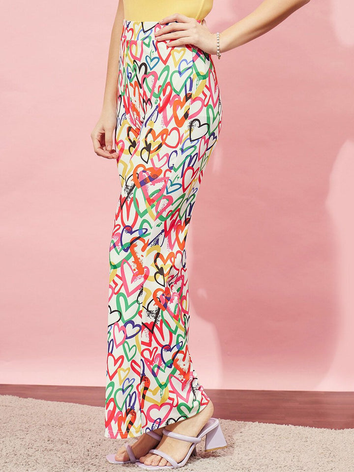 Berrylush White Women High-Rise Printed Relaxed Straight Leg Parallel Trousers