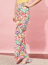 Berrylush White Women High-Rise Printed Relaxed Straight Leg Parallel Trousers