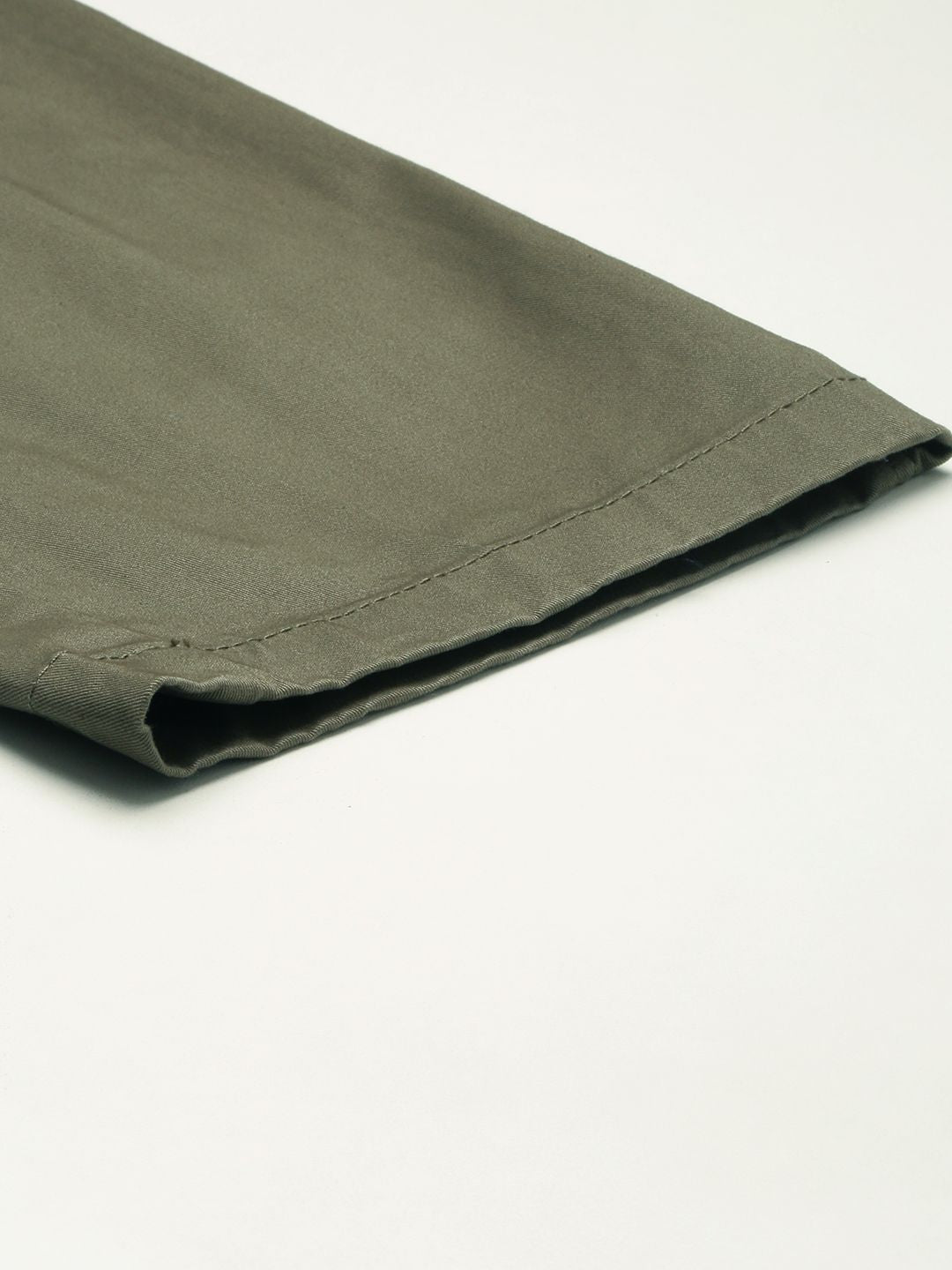Mr Bowerbird Men Olive Green Slim Fit Solid Cropped Chinos