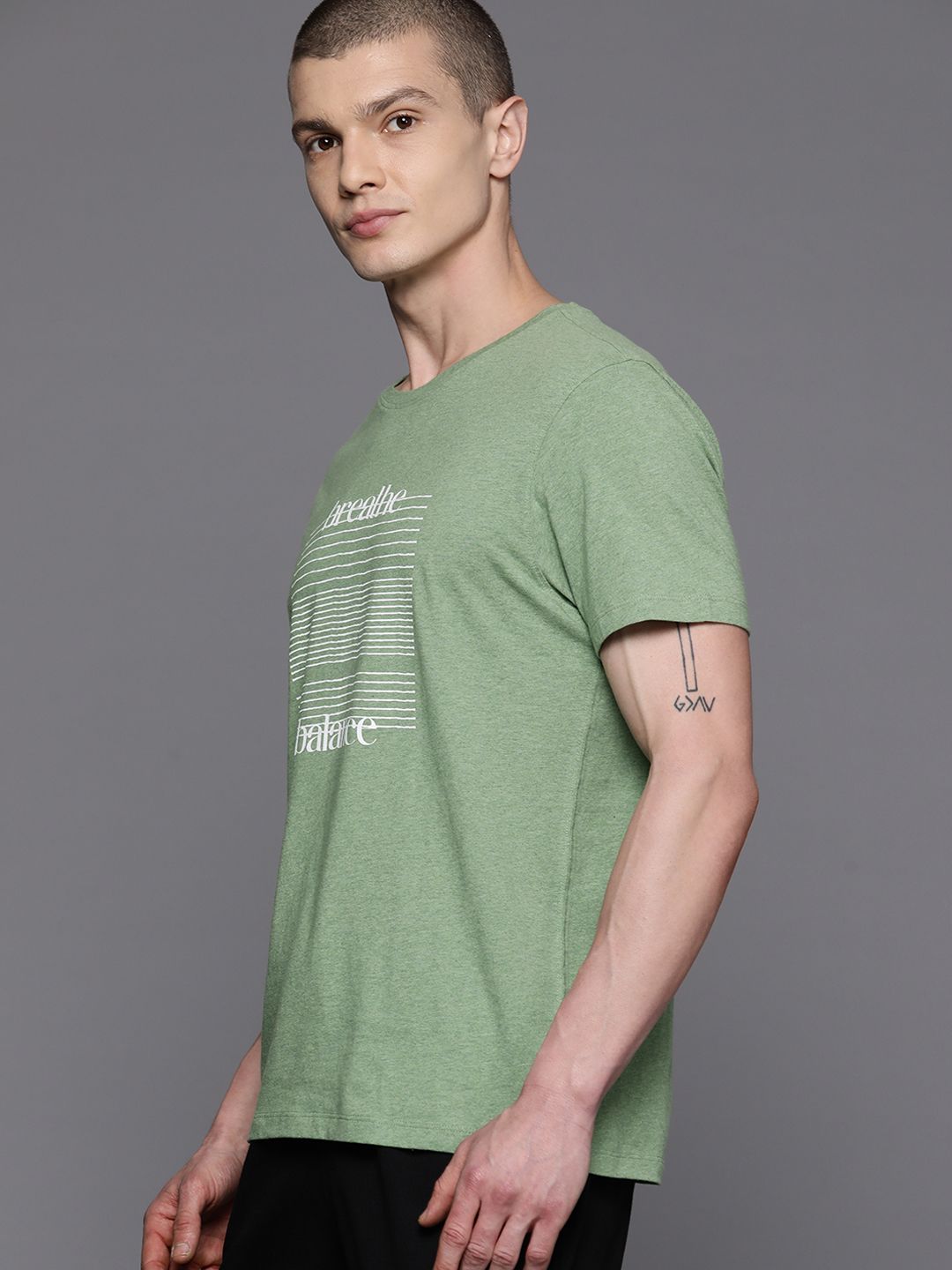 HRX by Hrithik Roshan Striped Pure Cotton Yoga T-shirt