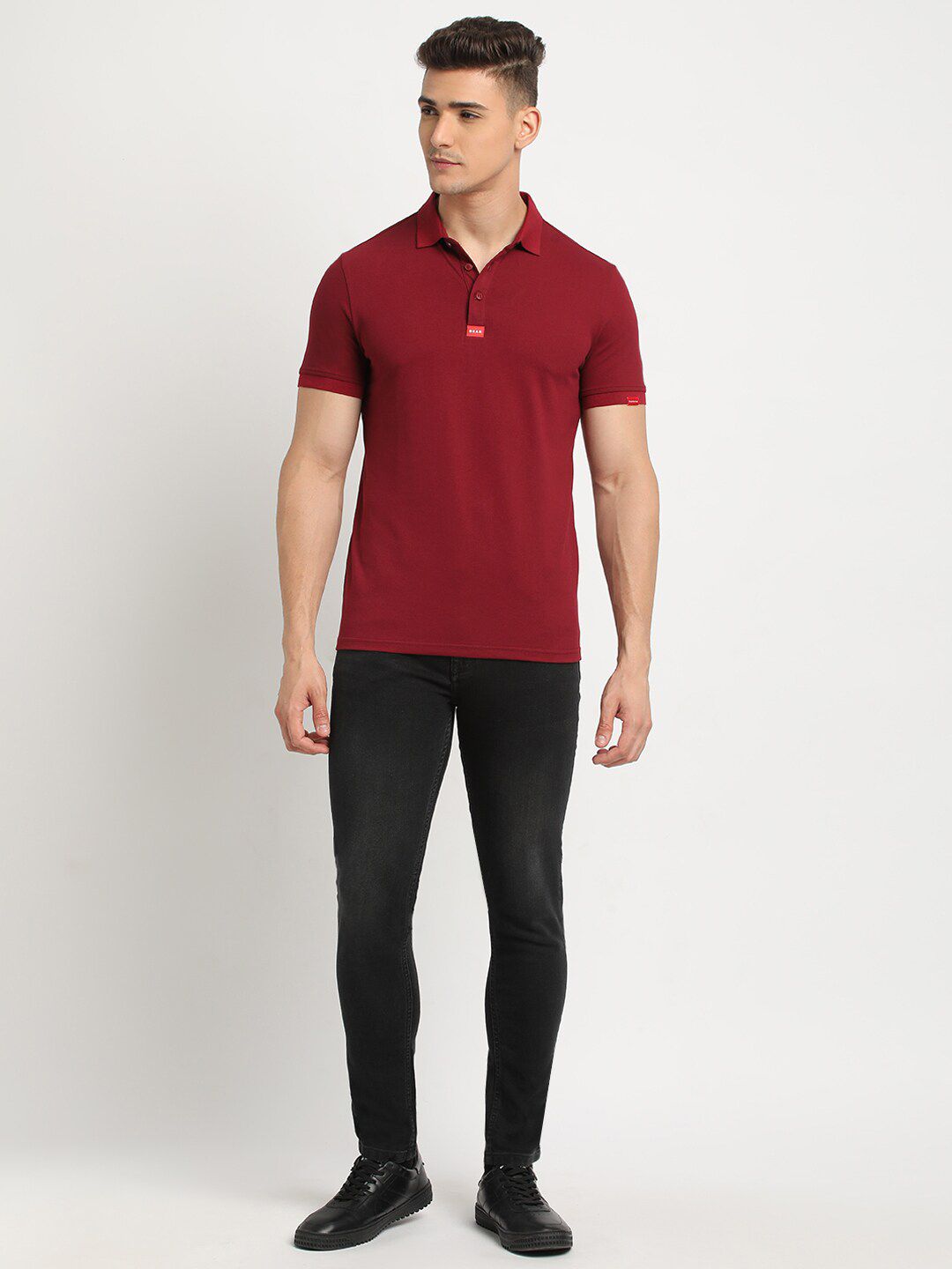 THE BEAR HOUSE Polo Collar Short Sleeves Slim Fit T-shirt