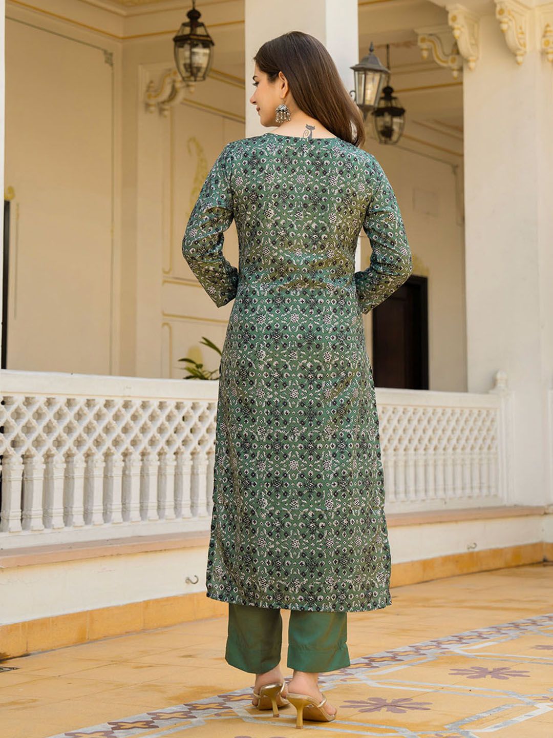 KALINI Women Ethnic Motifs Printed Regular Kurta with Trousers & Dupatta