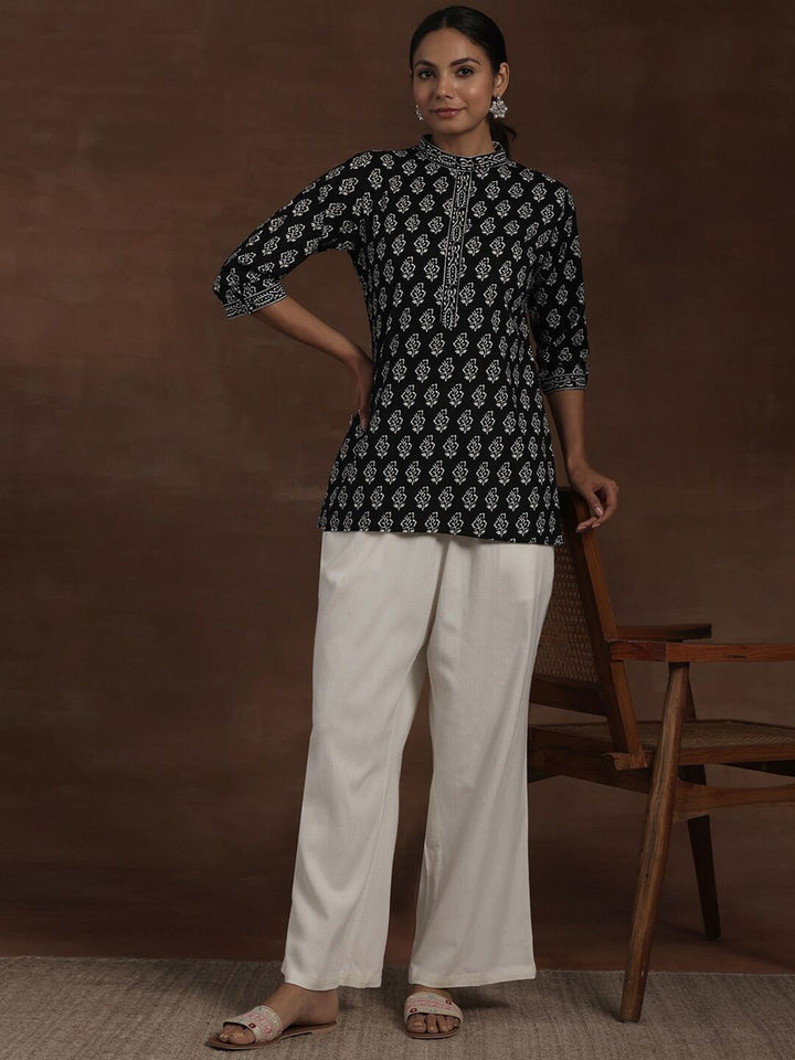 Libas Floral Block Printed High Neck Pure Cotton Straight Kurti