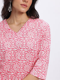 Anouk Floral Print Pure Cotton Straight Kurta with Trousers & Dupatta