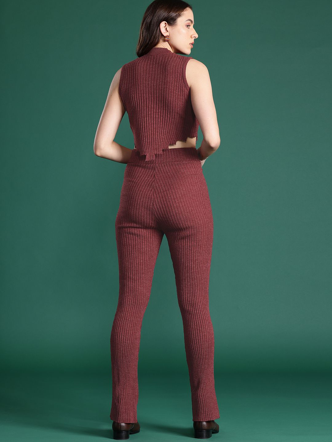 DressBerry Women Ribbed Acrylic Winter Co-Ords