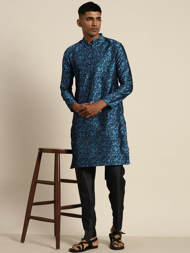 SOJANYA Cetakan Geometrik Kurta Kolar Mandarin