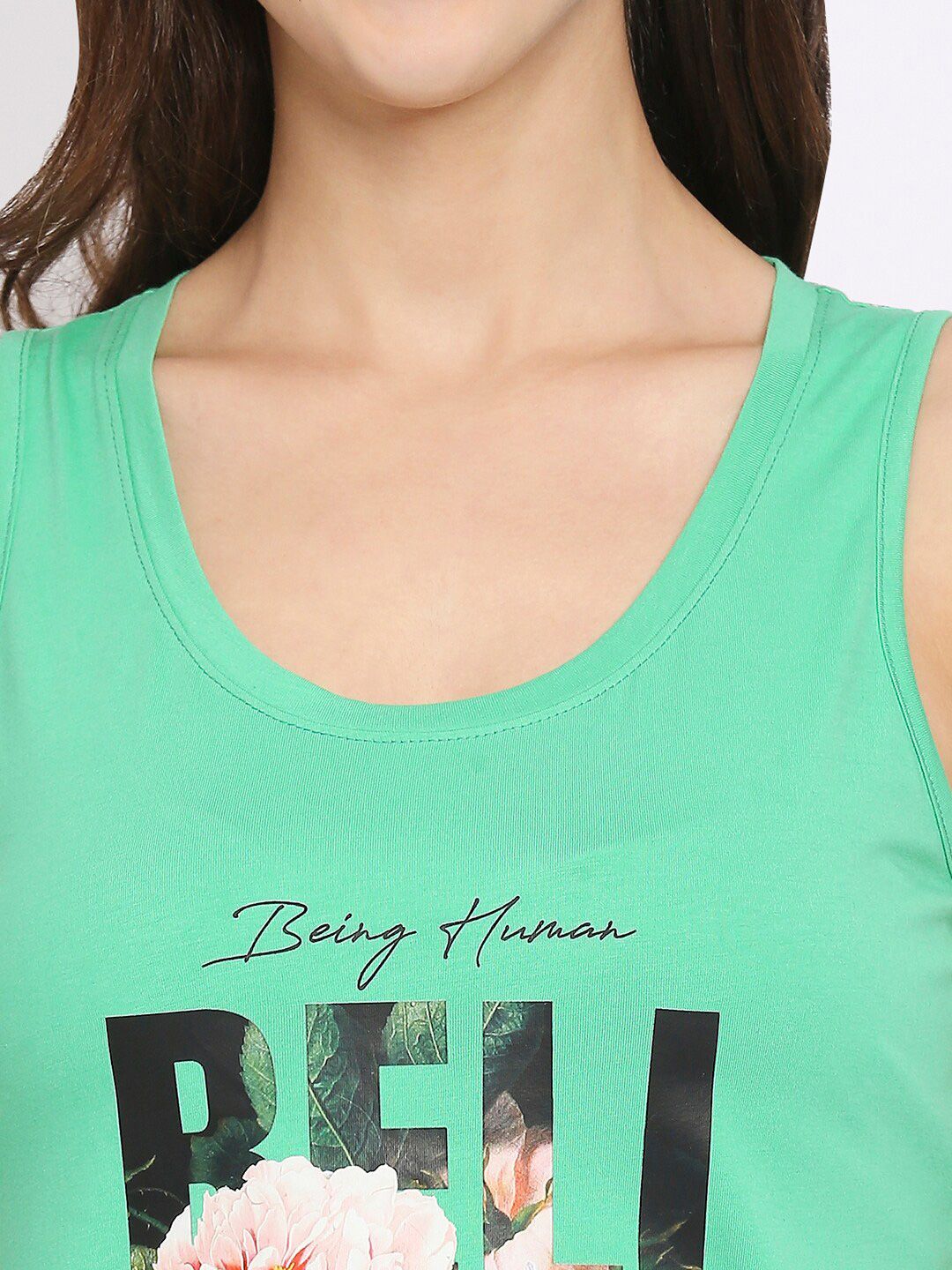 Being Human Women Green Floral Printed T-shirt
