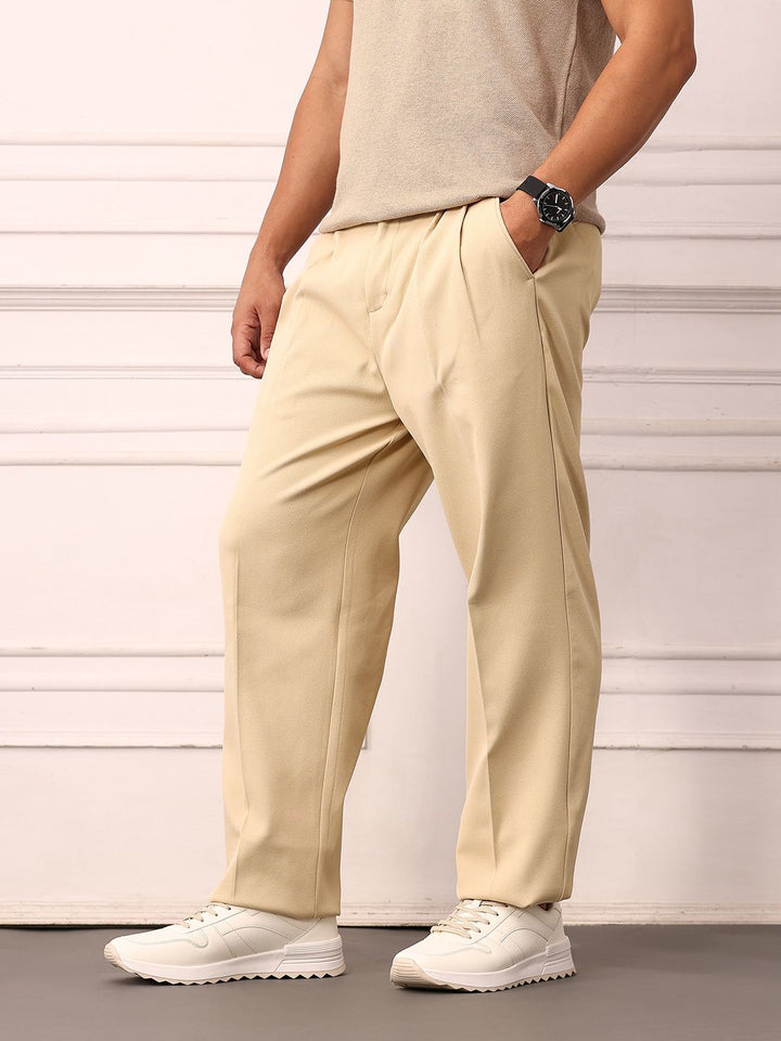 Mr Bowerbird Men Pleated Mid-Rise Liberal Fit Trousers