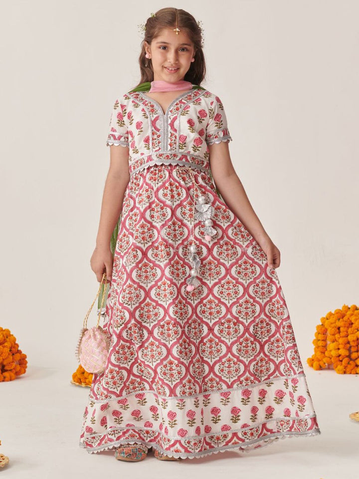 pspeaches Girls Printed Ready to Wear Lehenga Choli With Dupatta
