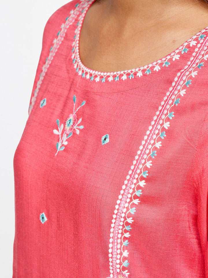 Global Desi Ethnic Motifs Embroidered Mirror Work Kurta