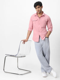 Urbano Fashion Men Spread Collar Solid Cotton Casual Shirt