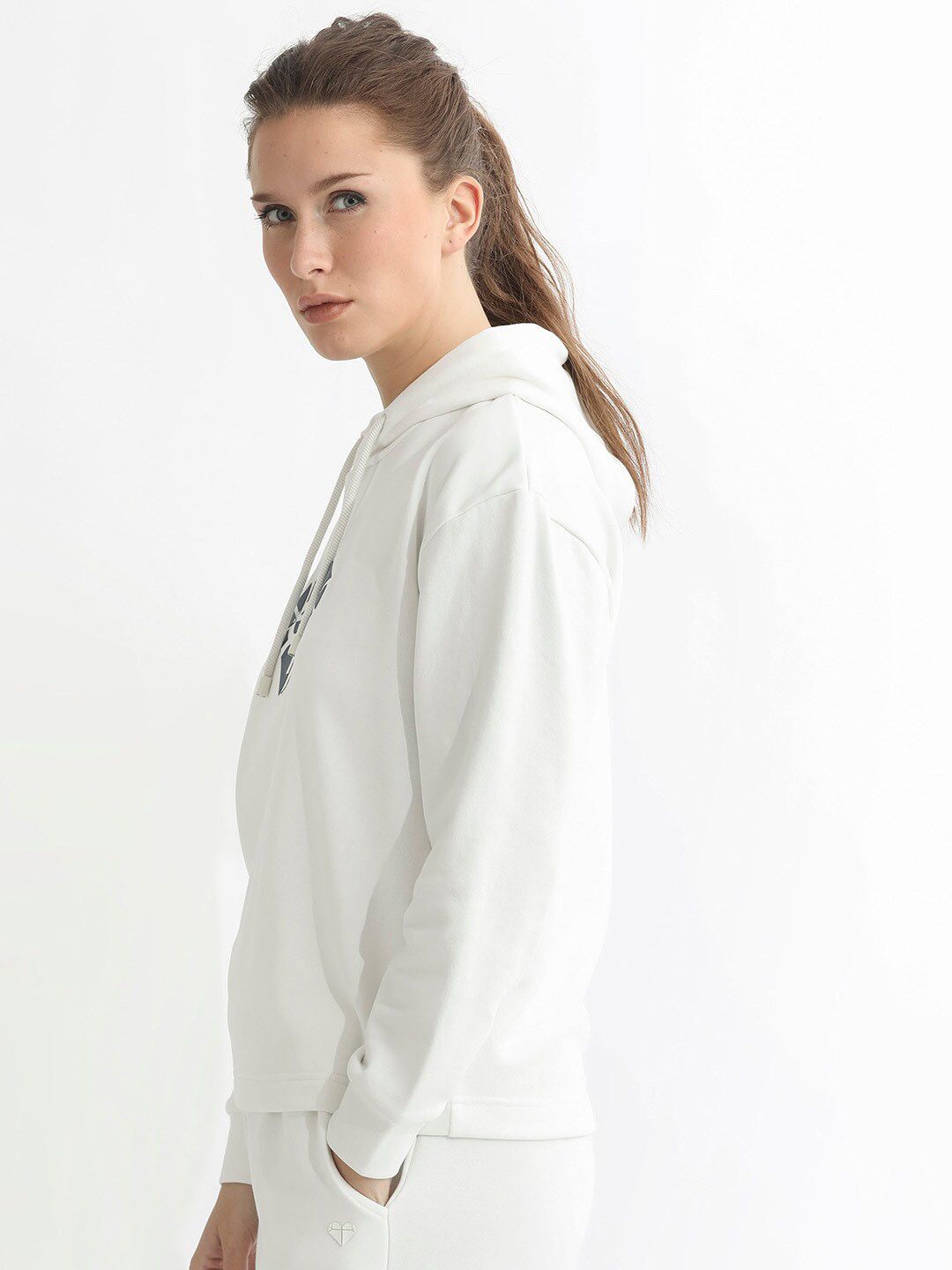 RAREISM Graphic Printed Hooded Cotton Sweatshirt