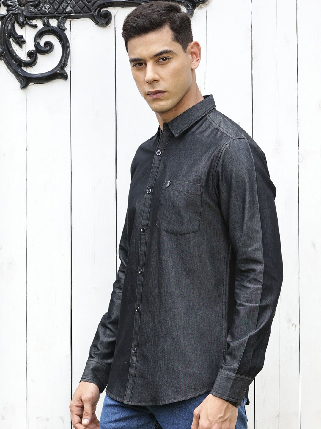 Thomas Scott Men Solid Cotton Smart Slim Fit Opaque Casual Shirt