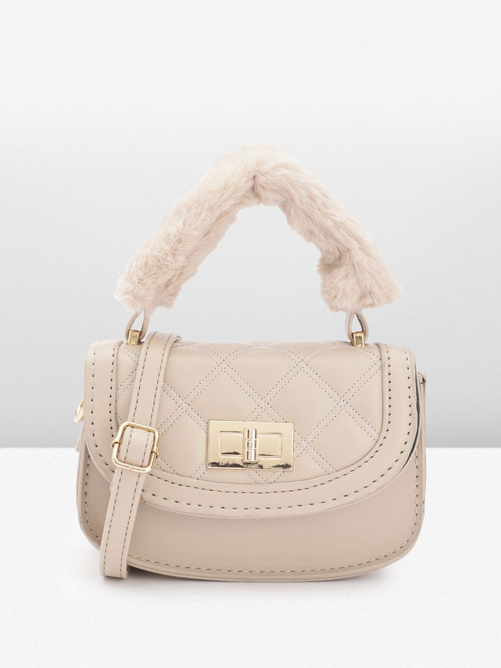 DressBerry Quilted Structured Satchel Bag