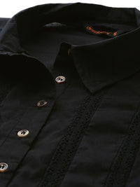 DressBerry Pure Cotton Lace Inserts Casual Shirt
