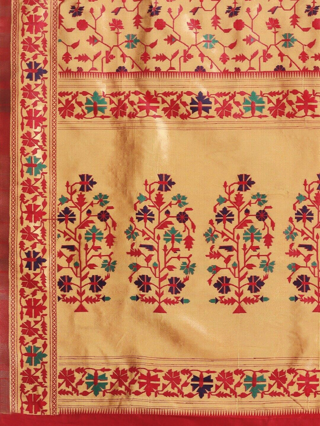 Saree mall Golden & Red Woven Design Banarasi Saree
