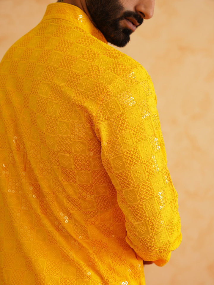 SOJANYA Kurta Lurus Bersulam Labuci Mandarin Kapas Bersulam