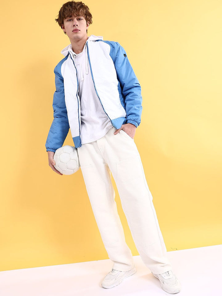The Indian Garage Co Men Colourblock Zip-Front Regular Fit Bomber Jacket