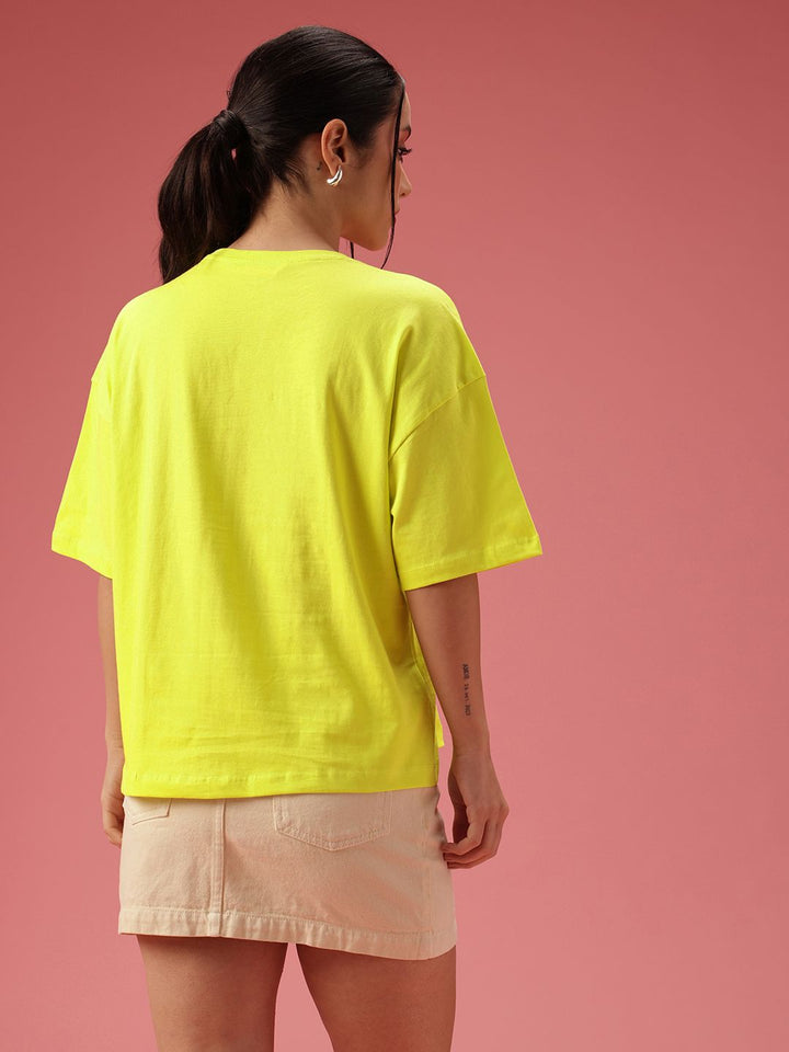 DressBerry Printed Drop-Shoulder Sleeves Relaxed Fit Pure Cotton T-shirt