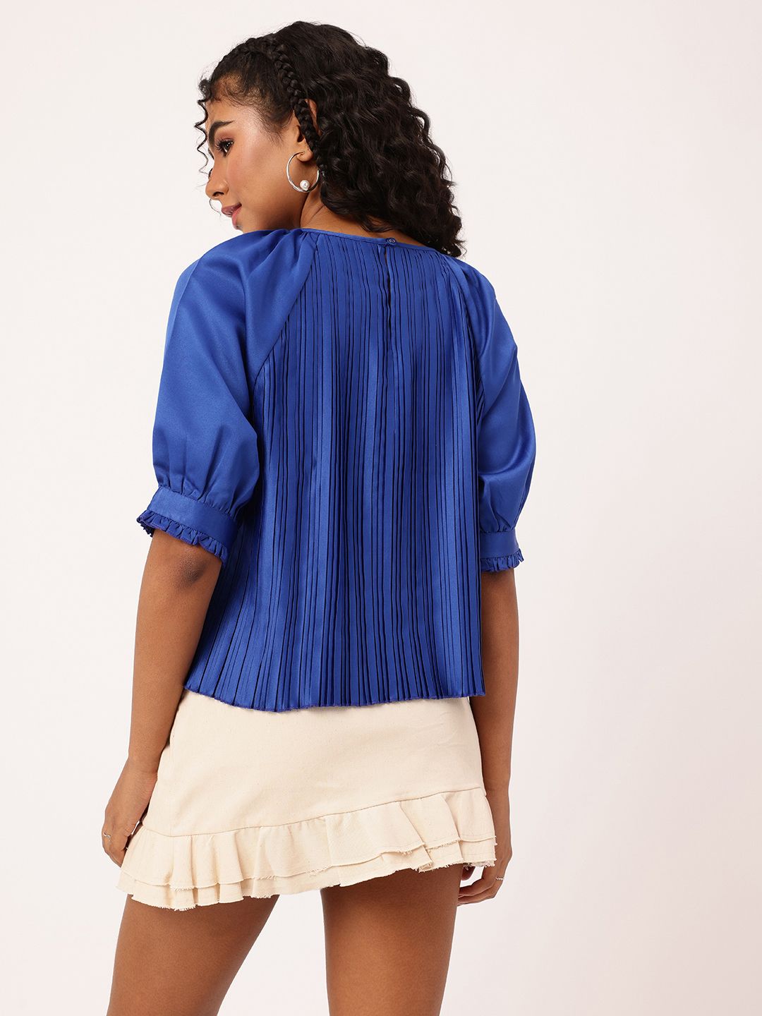 DressBerry Graceful Accordion Pleats Satin Finish Top