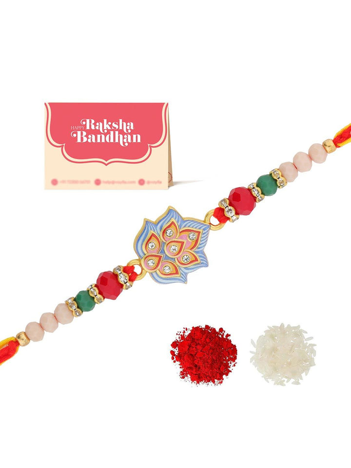 Voylla Enameled Designer Beaded Thread Rakhi