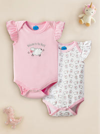 Nauti Nati Infants Pack Of 2 Printed Pure Cotton Bodysuits