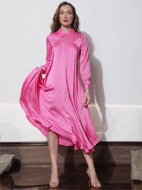 RAREISM Shirt Collar A-Line Maxi Dress