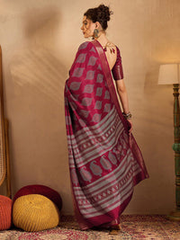 Saree mall Ethnic Motifs Printed  Zari Bagru Sarees