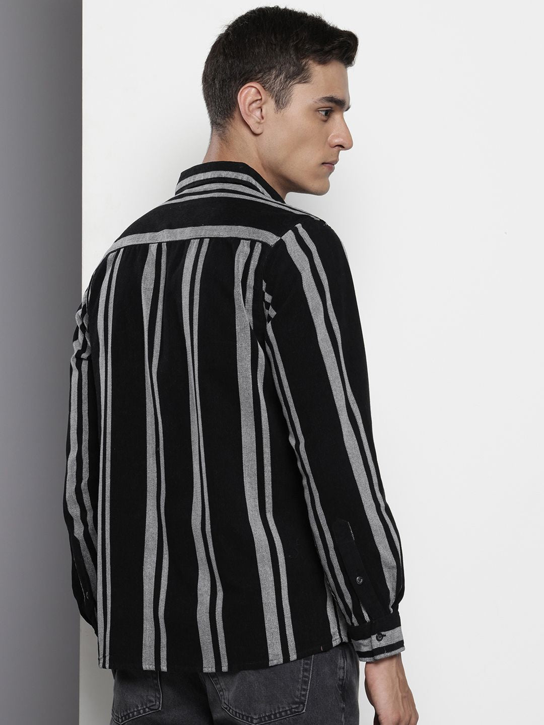 The Indian Garage Co Pure Cotton Striped Corduroy Casual Shirt