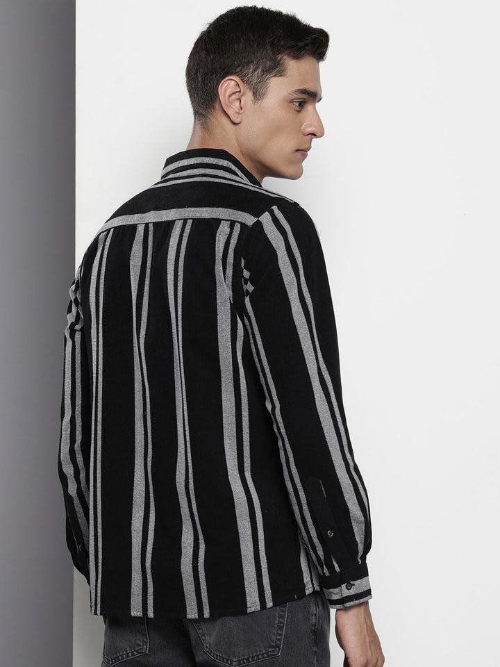 The Indian Garage Co Pure Cotton Striped Corduroy Casual Shirt