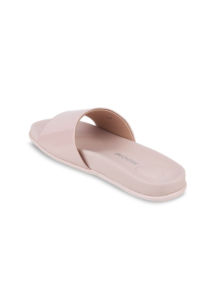 Mochi Women Pink Solid Sliders