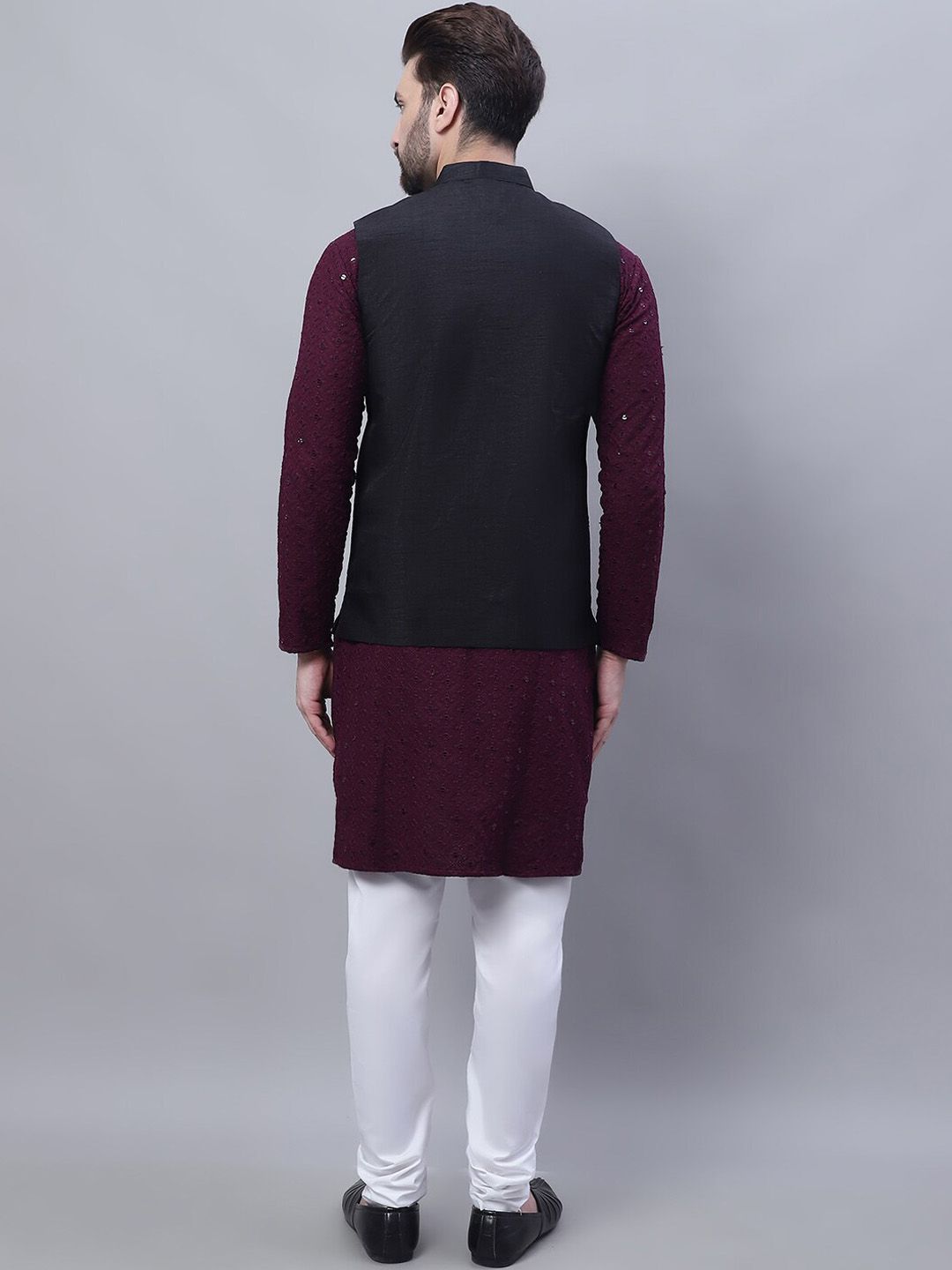 SOJANYA Kurta Kapas Tulen Bersulam Labuci Lelaki Dengan Kurta Churidar & Nehru