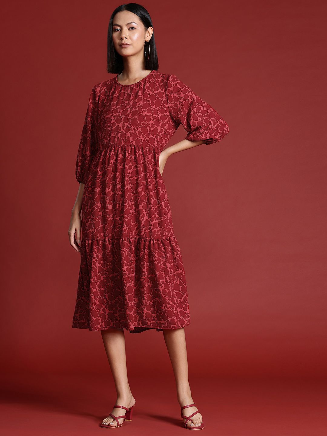 all about you Floral Print A-Line Midi Dress