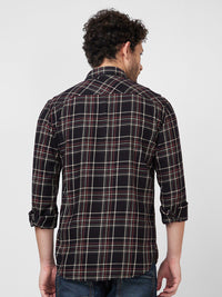 SPYKAR Tartan Checked Spread Collar Denim Casual Cotton Shirt