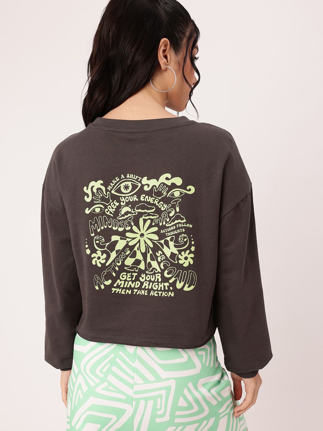 DressBerry Style Printed Cotton Terry Relaxed Fit Sweatshirts