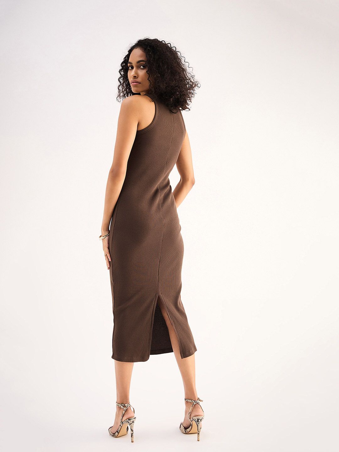 SASSAFRAS BASICS Round Neck Sleeveless Bodycon Midi Dress