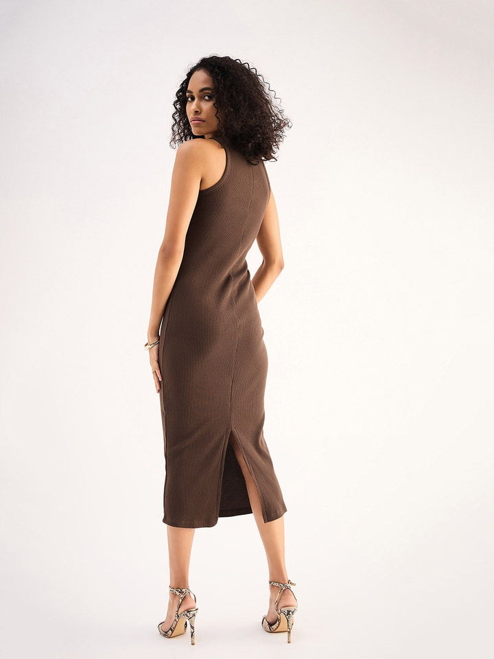 SASSAFRAS BASICS Round Neck Sleeveless Bodycon Midi Dress