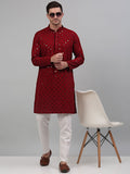 Jompers Mandarin Collar Embroidered Chikankari Straight Kurta With Pyjamas