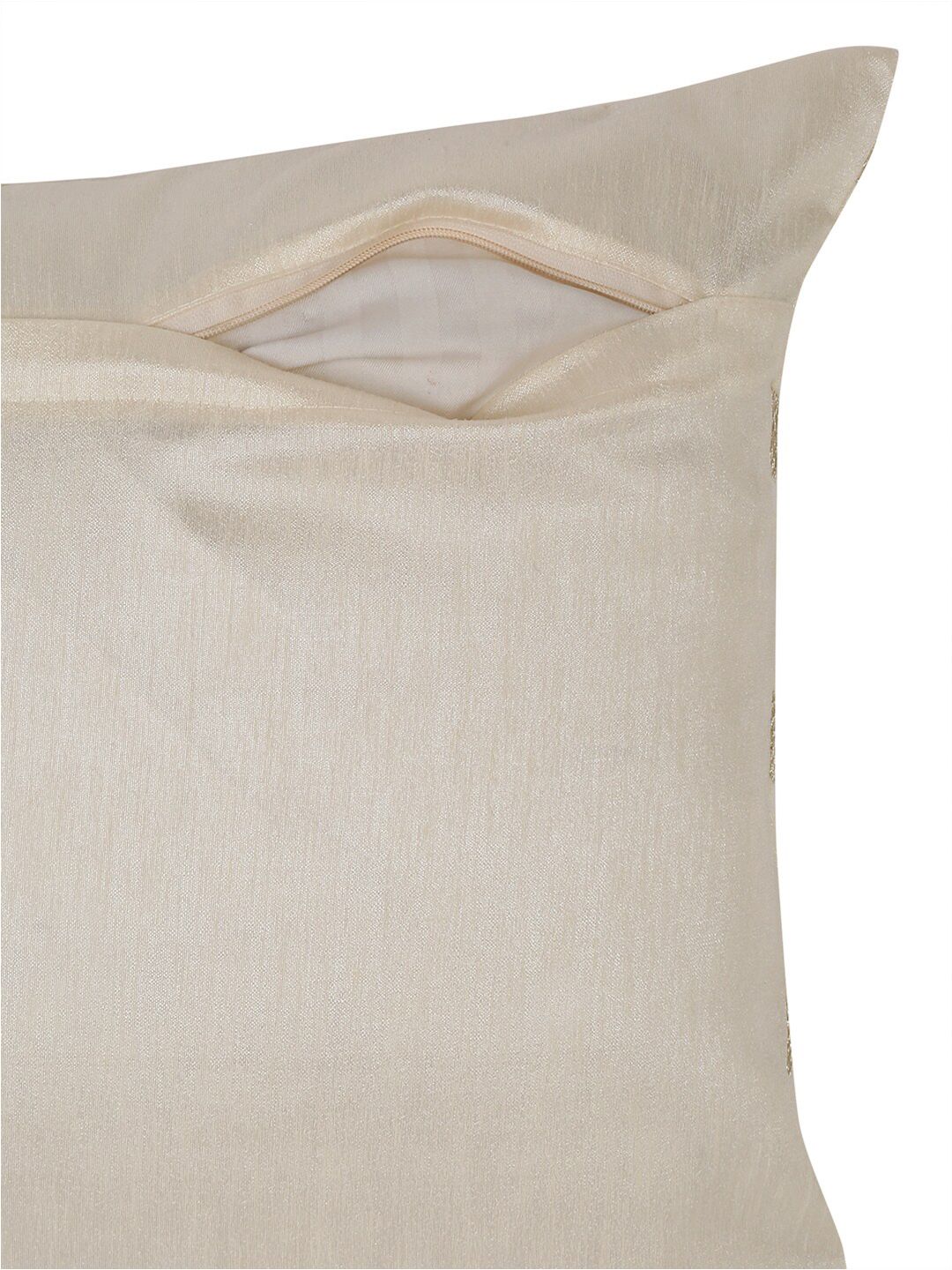 HOSTA HOMES Cream-Coloured & Gold-Toned Set of 2 Geometric Square Cushion Covers