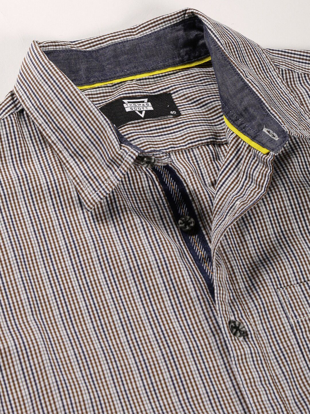 Thomas Scott Classic Slim Fit Tartan Checks Pure Cotton Casual Shirt