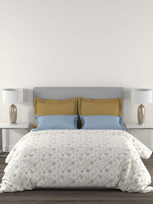 MYTRIDENT Doris Meadow Powder Flat 144TC Queen Cotton 1 Bedsheet with 2 Pillow Covers