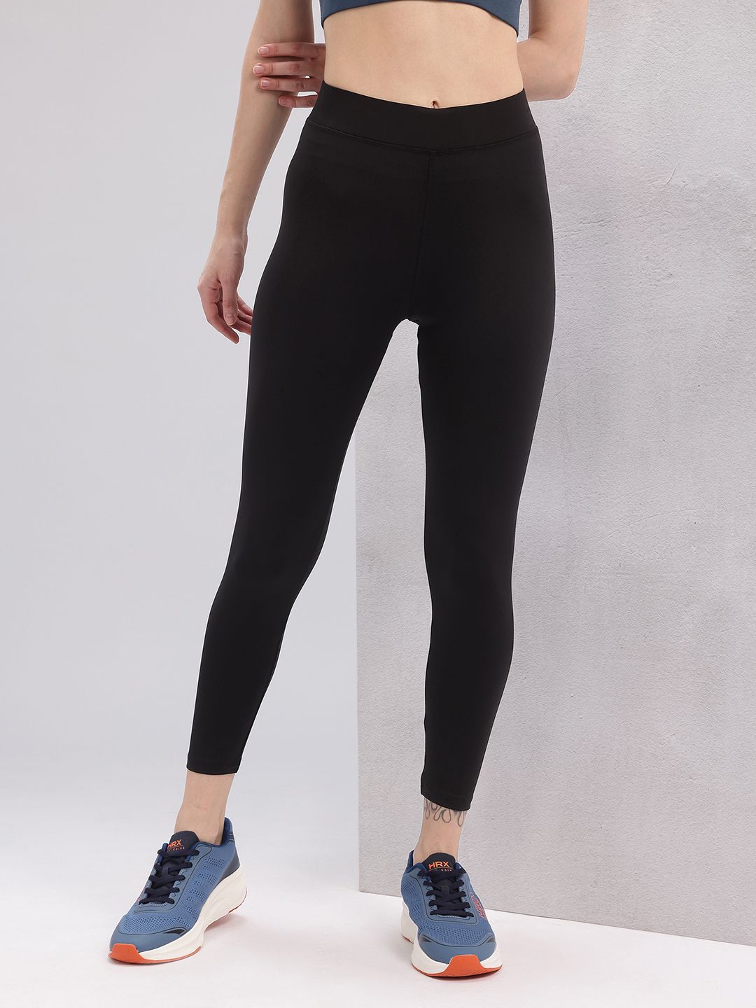 HRX by Hrithik Roshan Women Brand Logo Detail Rapid-Dry Cropped Training Tights