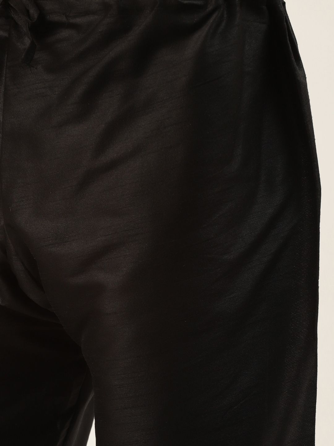 SOJANYA Men Black Solid Kurta with Churidar & Nehru Jacket