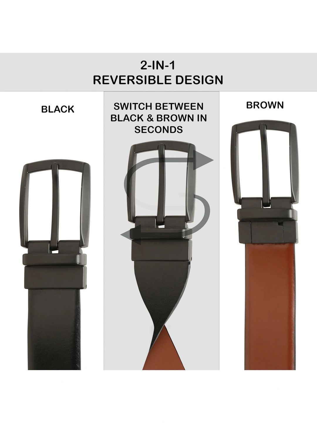 Teakwood Leathers Men Leather Reversible Formal Belt