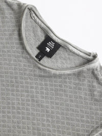 THE BEAR HOUSE Slim Fit Geometric Printed Raw Edge Pure Cotton T-shirt