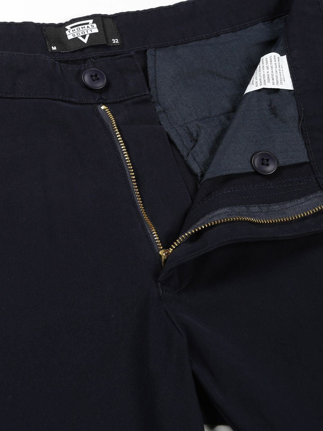 Thomas Scott Men Smart Slim Fit Pure Cotton Mid-Rise Chinos Trousers