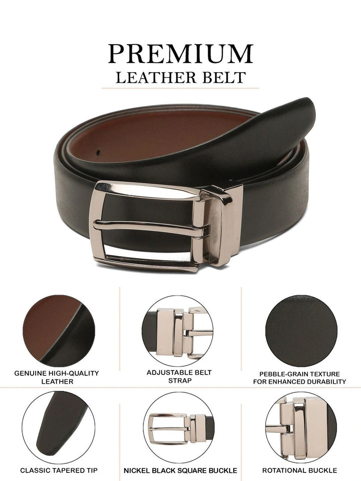 Teakwood Leathers Men Leather Reversible Formal Belt