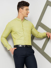 The Indian Garage Co. X Luxe Slim Fit Mandarin Collar Cotton Formal Shirt